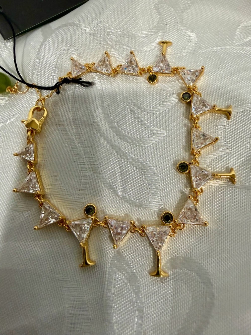 kate spade Gold Martini Charm Bracelet with Green Olives. New - Picture 3 of 6